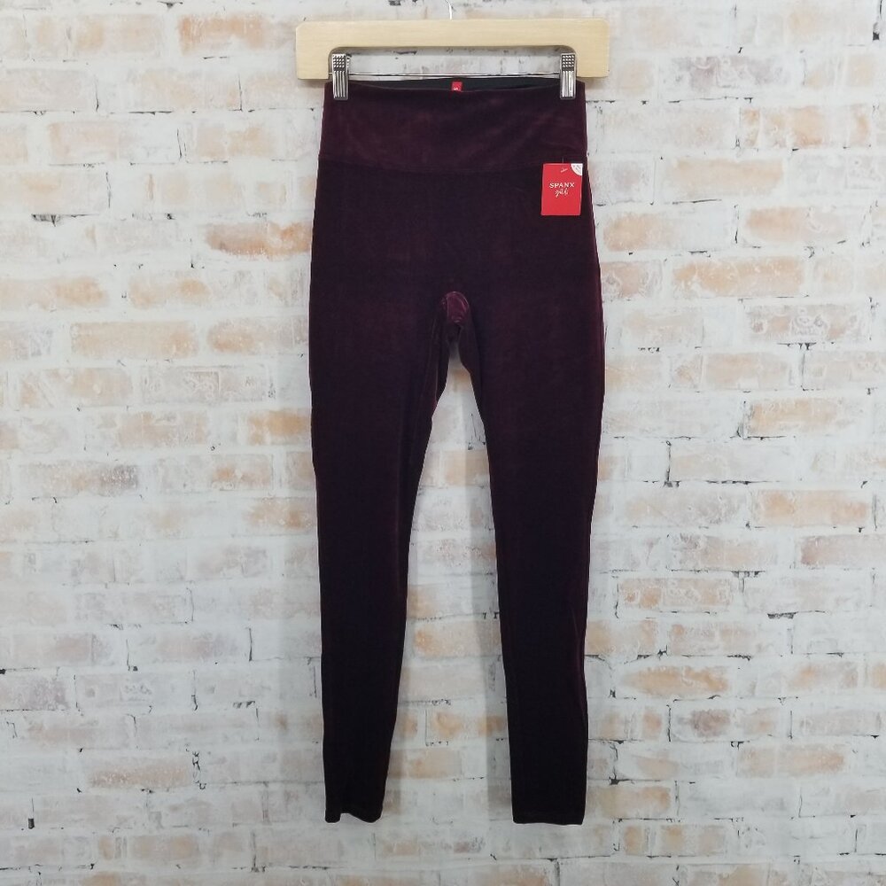 NWT Spanx Girl's‎ Velvet Leggings Large (10-12) Rich Burgundy Red